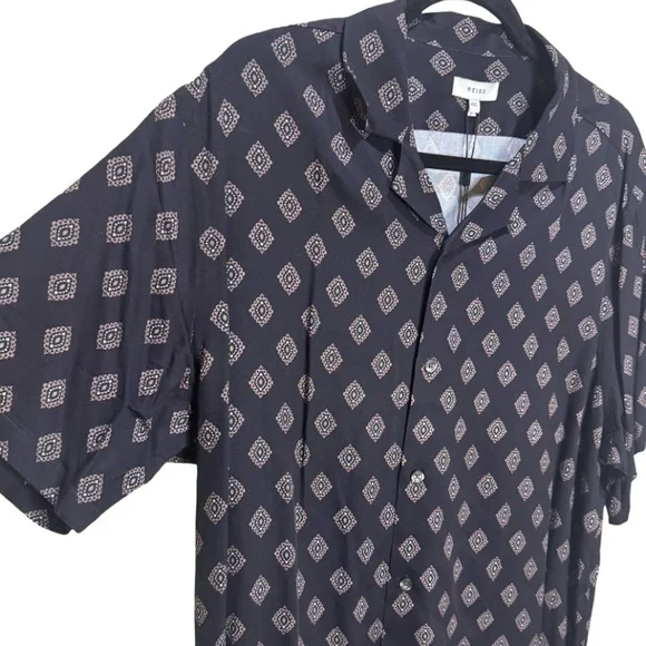 Reiss Joss Medallion Printed Cuban Collar Shirt XXL NWT - Picture 7 of 9